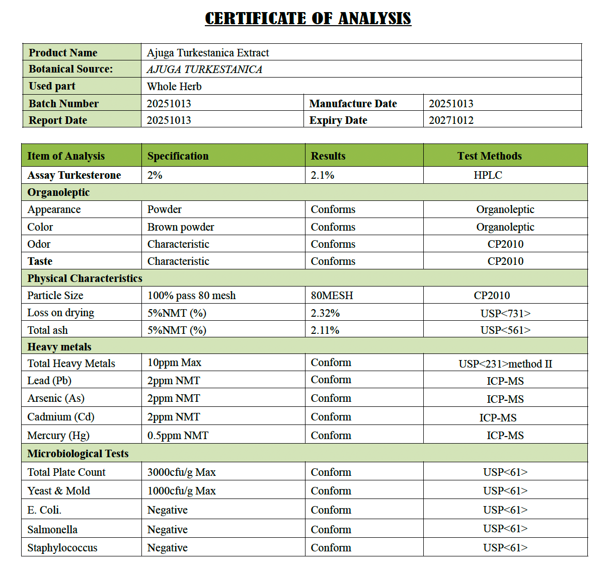 Ajuga Turkestanica Extract Powder (50g)